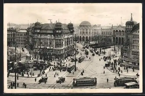 AK Berlin-Tiergarten, Potsdamer Platz, Kutschen, Strassenbahnen