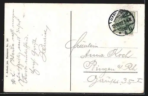 AK Hannover, Strassenbahn an der Georgstrasse, mit Café Kröpcke