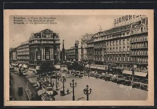 AK Bruxelles, Place de Brouckère, Strassenbahn