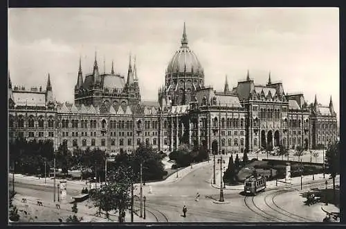 AK Budapest, Parlament, Strassenbahn