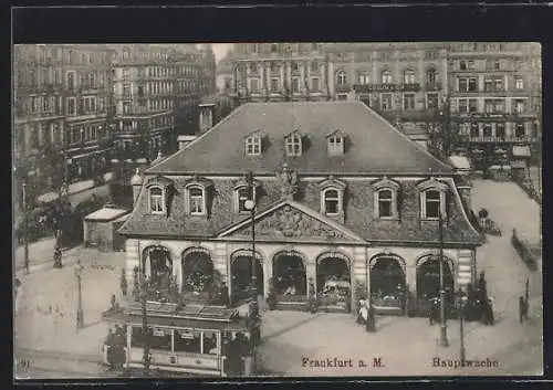 AK Frankfurt a. M., Strassenbahn vor der Hauptwache