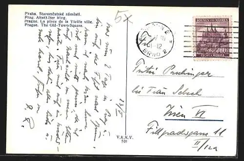 AK Prag, Strassenbahn am Altstädter Ring