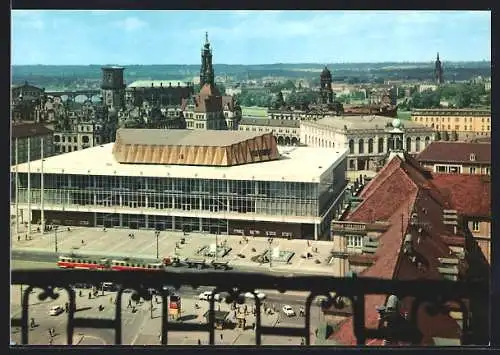 AK Dresden, Kulturpalast von der Kreuzkirche aus gesehen