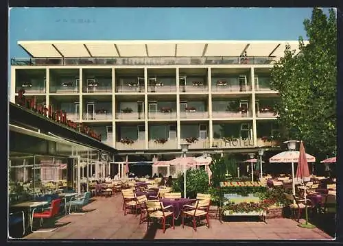 AK Heilbronn, Das Insel-Hotel v. Willy Mayer, Terrasse