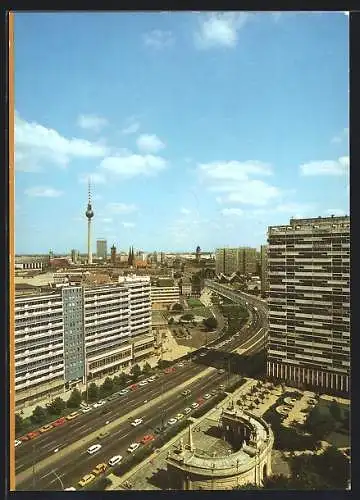 AK Berlin, Blick auf die Leipziger Strasse mit Fernsehturm