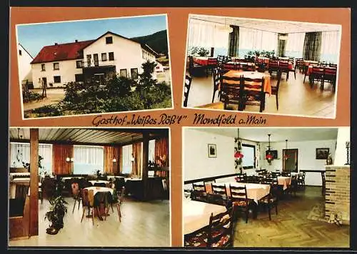AK Mondfeld a. Main, Gasthof Weisses Röss`l, Aussen- u. Innenansicht