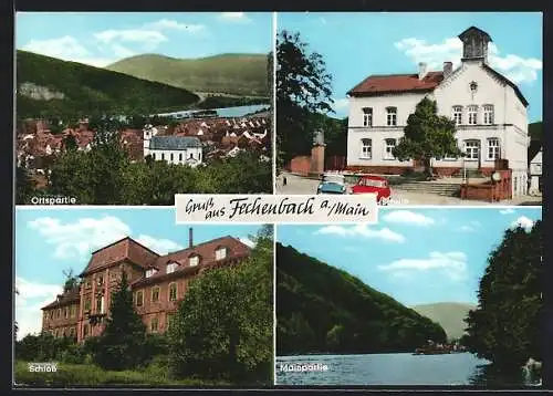 AK Fechenbach, Ortspartie, Schloss und Mainpartie