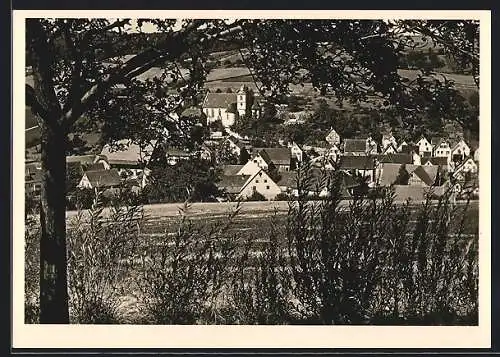 AK Stuppach, Gesamtansicht mit Pfarrkiche und Kapelle, Heldenfriedhof