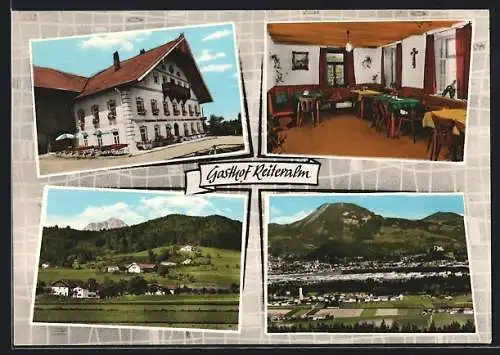 AK Ainring /Högl, Der Gasthof Reiteralm, mit Innenansicht, Gesamtansicht