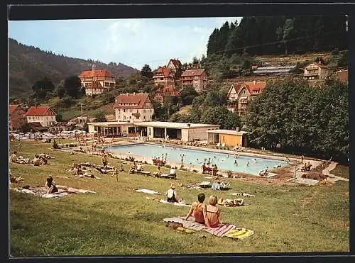 AK Höfen an der Enz, Belebte Partie im Freibad