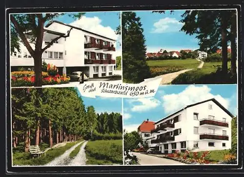 AK Martinsmoos /Schwarzwald, zwei Ansichten vom Ort und Umgebung und Walderholungsheim Pension Kübler