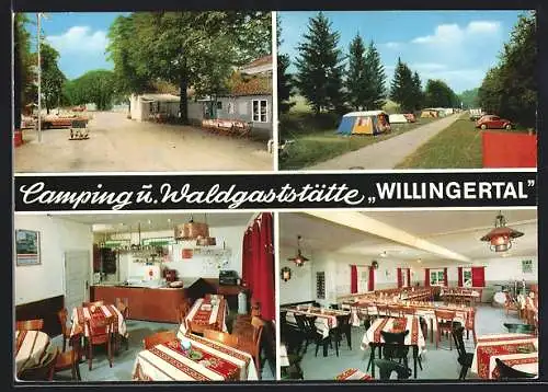 AK Bad Mergentheim, Camping und Waldgaststätte Willingertal, Innen- und Aussenansichten