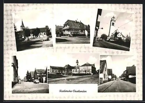 AK Karlsruhe-Daxlanden, Ortsansichten mit Kirche