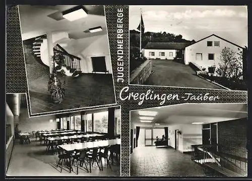 AK Creglingen /Tauber, Die Jugendherberge, mit Treppenhaus und Seminarraum