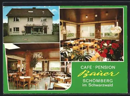 AK Schömberg im Schwarzwald, Café-Pension Bauer, mit Speiseräumen