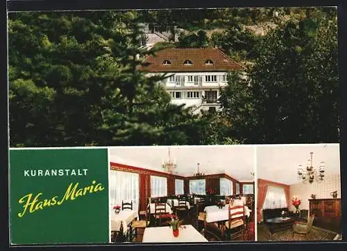 AK Bad Mergentheim, Das Kurhaus Haus Maria, mit Innenansichten