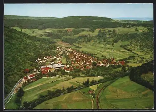 AK Niklashausen an der Tauber, Gesamtansicht vom Flugzeug aus
