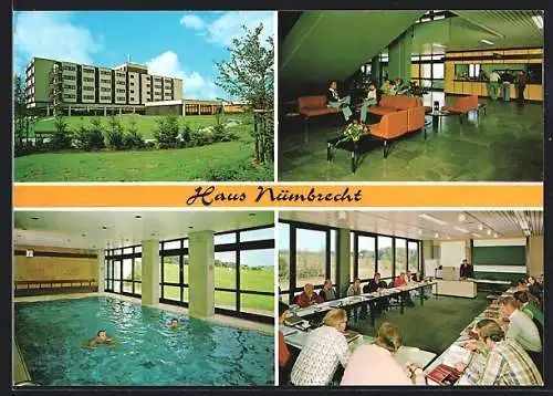 AK Nümbrecht, Die Bildungsstätte Haus Nümbrecht, Bitzenweg 15-23, Foyer, Hallenbad und Seminarsaal