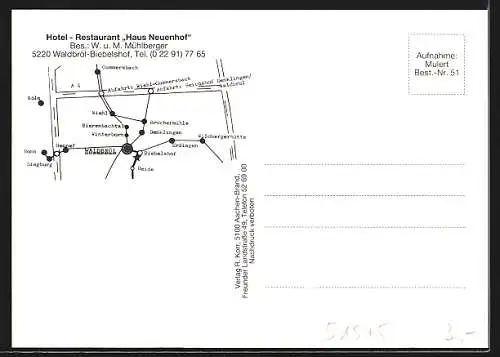 AK Waldbröl-Biebelshof, Hotel-Restaurant Haus Neuenhof, Inh. W. & M. Mühlberger