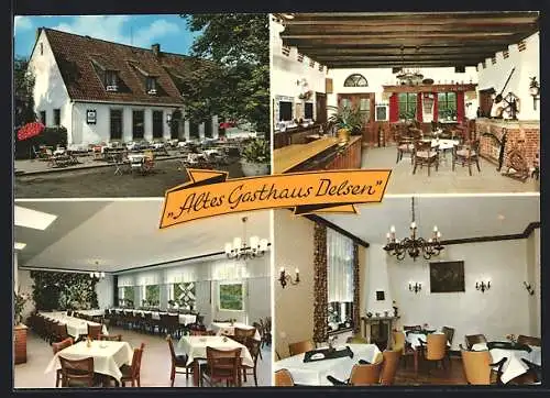 AK Rheine a. d. Ems, Das Alte Gasthaus Delsen, mit Speisesaal und Barbereich