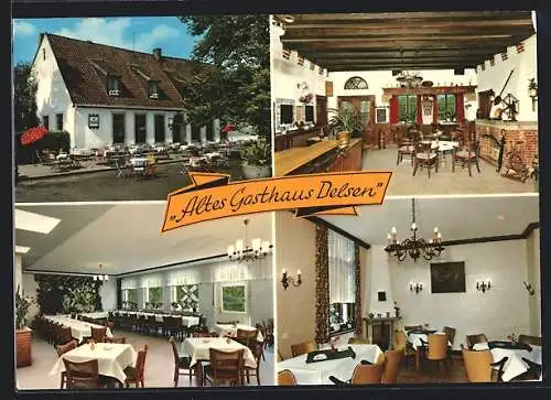 AK Rheine a. d. Ems, Das Alte Gasthaus Delsen, mit Speisesaal und Barbereich