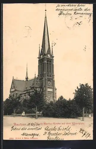 AK Bautzen, Maria Martha-Kirche auf dem Albertplatz