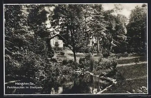 AK Hainichen /Sa., Parkhäuschen im Stadtpark