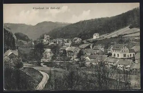 AK Altenbrak im Bodetal, Ortsansicht gegen die Wälder
