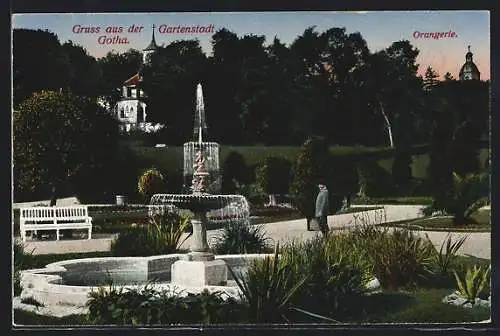 AK Gotha, Orangerie, Brunnenpartie
