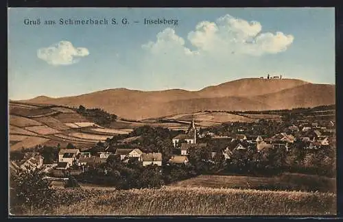 AK Schmerbach /S. G., Ortsansicht mit Inselsberg