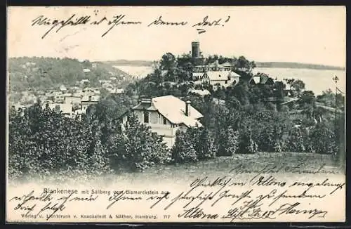 AK Hamburg-Blankenese, Ortsansicht mit Süllberg vom Bismarckstein aus