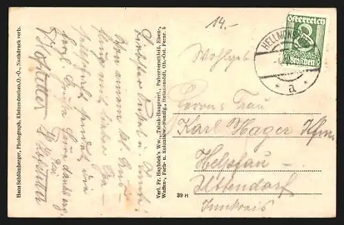 AK Hellmonsödt, Partie am Marktplatz mit Kirche