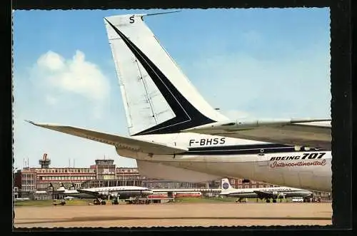 AK Hamburg-Fuhlsbüttel, Flughafen, Flughafengebäude und Boeing 707 Intercontinental