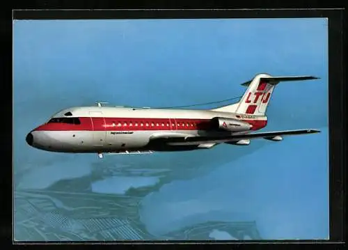 AK Passagierflugzeug des Types Fokker F. 28 Fellowship im Fluge