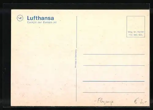 AK Lufthansa, Blick ins Cockpit des Europa Jets