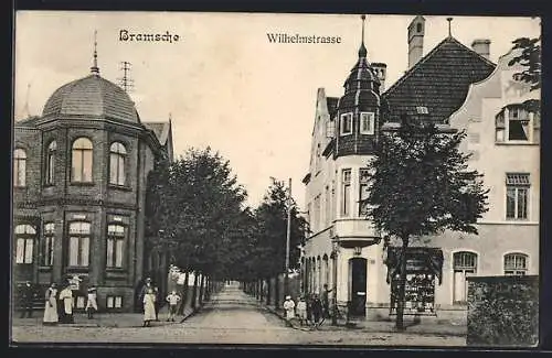 AK Bramsche, Wilhelmstrasse mit Geschäft