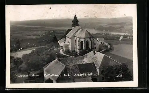 AK Kollmitzberg /N.-D., Ortspartie mit Kirche, Fliegeraufnahme