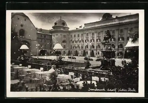 AK Innsbruck,  Platz mit Brunnen und Gasthaus