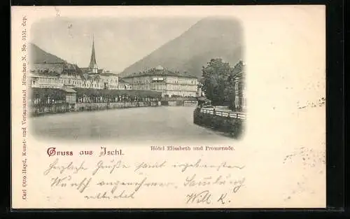 AK Ischl, Hotel Elisabeth und Promenade