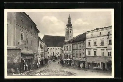 AK Peuerbach, Strassenmotiv mit Geschäften