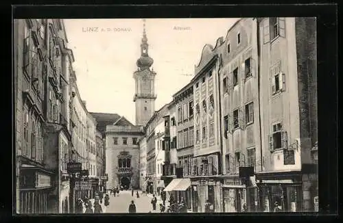 AK Linz a. d. Donau, Altstadt mit Geschäften