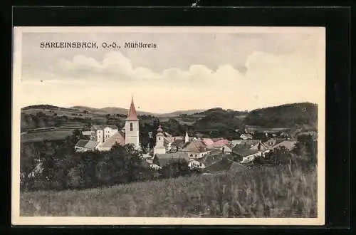 AK Sarleinsbach /O.-Ö., Ortsansicht mit Kirche