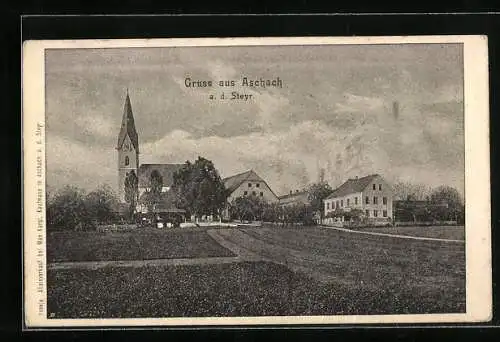 AK Aschach a. d. Steyr, Blick zur Kirche