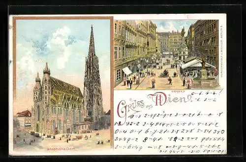 Lithographie Wien I, Stephans-Dom, Graben