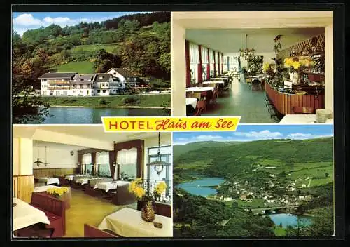 AK Einruhr /Eifel, Hotel-Café Haus am See, Ortsansicht aus der Vogelschau