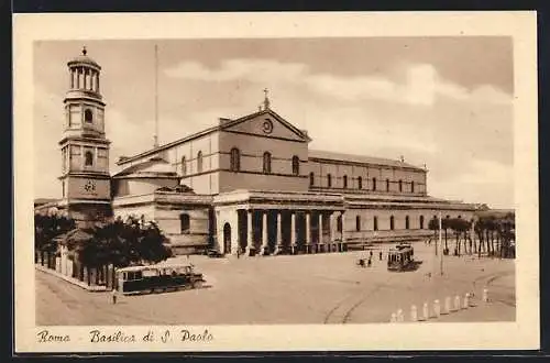 AK Roma, Basilica di S. Paola, Strassenbahn