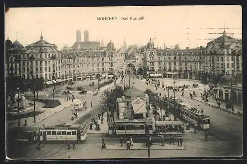 AK München, Rondell am Karlsplatz, Strassenbahnen