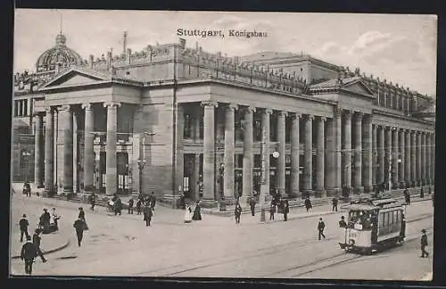 AK Stuttgart, Königsbau mit Strassenbahn