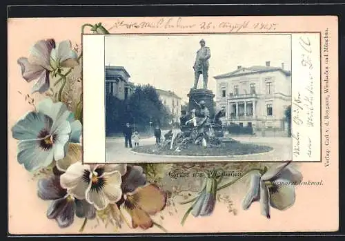 AK Wiesbaden, Leute am Bismarckdenkmal