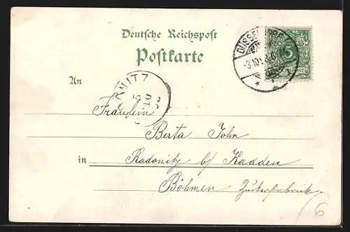 AK Düsseldorf, Krieger-Denkmal, Neue Rheinbrücke, Bahnhof